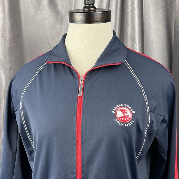 Nike Golf Tour Women S Performance Jacket Dri-Fit Navy Red Full Zip Pebble Beach - Picture 4 of 15